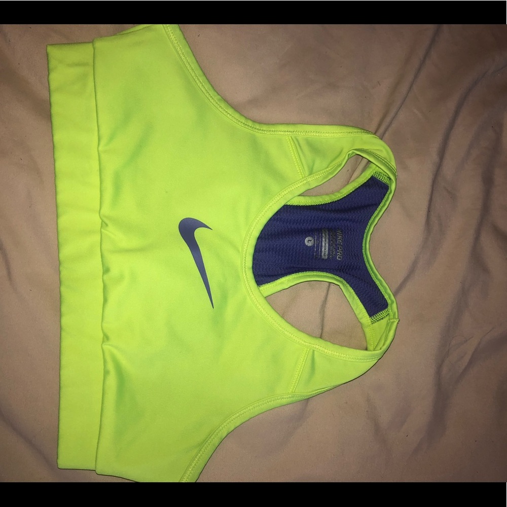A neon yellow & purple sports bra